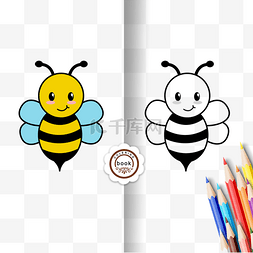 黑白铅笔剪贴画图片_honeybee clipart black and white 小蜜蜂剪