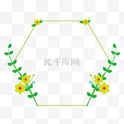 花卉装饰线框六边形