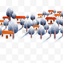 冬季雪景房屋图片_冬季雪景植物插画