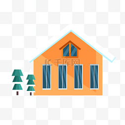 彩色几何房屋建筑插画