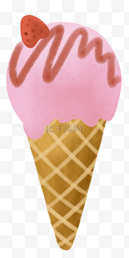 草莓雪糕冰淇淋插画