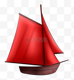 航海红色帆船