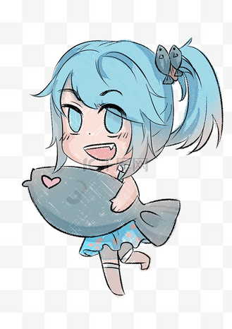 手绘双鱼座拟人可爱女孩png下载