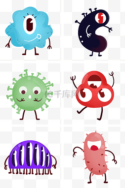 卡通细菌手绘图片_细菌病毒手绘卡通可爱