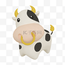 2021牛元素图片_c4d立体牛奶牛