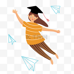 毕业季女孩纸飞机