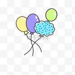 蓝色漂浮素材图片_四只气球免抠插图