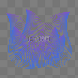不规则图形png图片_蓝色渐变线条科技之花不规则图形