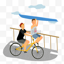 风景画窗户图片_骑自行车去冲浪的男生