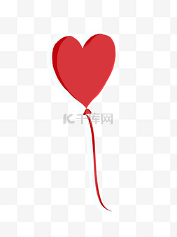 红色心形气球图片_手绘卡通心形气球免扣元素