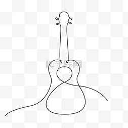 矢量小饭兜图片_line draw 矢量乐器吉他连续线条画