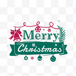 圣诞快乐标签设计图片_绿色创意手绘圣诞快乐艺术字