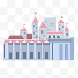 灰蓝色建筑城堡插画