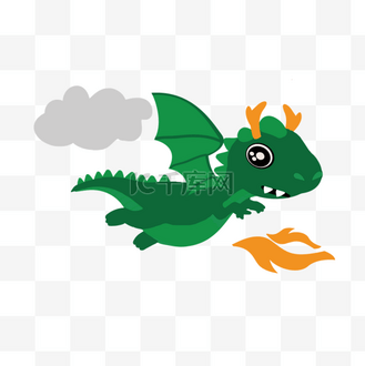 svg绿色卡通飞翔的恐龙