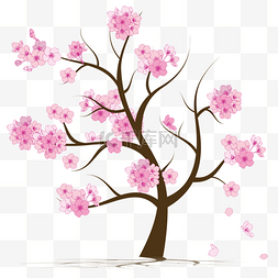 樱花树矢量图片_樱花树粉色樱花