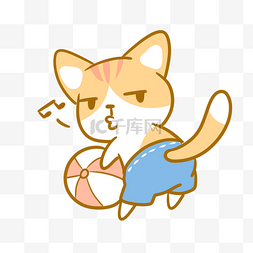 猫橘猫图片_拿着沙滩排球的橘猫