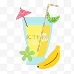 香蕉奶汁图片_夏日黄色香蕉汁