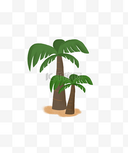 旅行热带图片_沙滩海边度假椰树卡通手绘