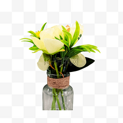 灰色花瓶图片_黄色花朵开花元素