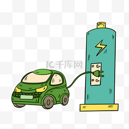 绿色的插头图片_充电的新能源车