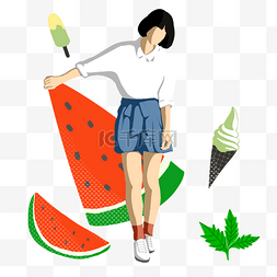 立夏西瓜图片_立夏西瓜卡通插画