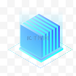 正方形立体图片_2.5D蓝色立体正方体免抠图