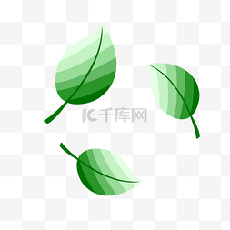 小清新植物叶片图片_绿色植物叶子手绘渐变透明底免抠