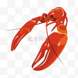 卡通蟹钳图片_红色的小龙虾插画