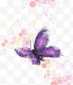 紫色水彩墨迹图片_水彩水墨紫色蝴蝶