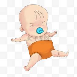 蓝色尿布图片_吃奶嘴的婴儿卡通插画