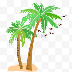 椰子树夏天图片_植物绿色椰子树插画