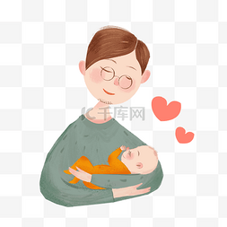 抱着睡着的婴儿的爸爸