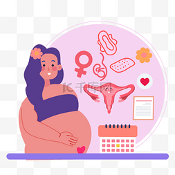 妇科孕妇图片_卡通手绘孕妇检查妇科插画