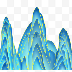 中国风群山图片_中国风国潮风描金山峰