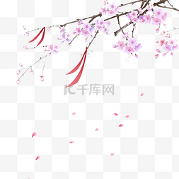 中国风粉色桃花插画风