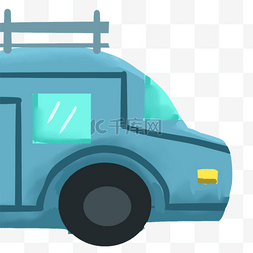 卡通汽车车灯图片_手绘卡通蓝色的小汽车免扣元素