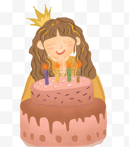 许愿蛋糕图片_女孩庆祝生日许愿