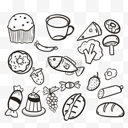 线描食物图片_食物涂鸦简笔画