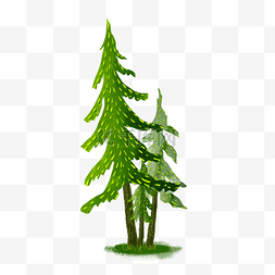 简洁装饰树木图片_可爱绿色松树装饰