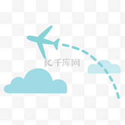 飞机旅游图片_扁平风环球旅游飞机蓝天标识png