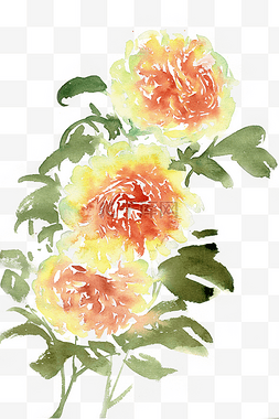 水墨画玫瑰图片_黄色的玫瑰