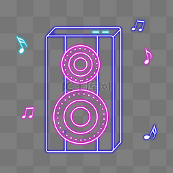 霓虹灯音响图片_霓虹灯发光音响音符