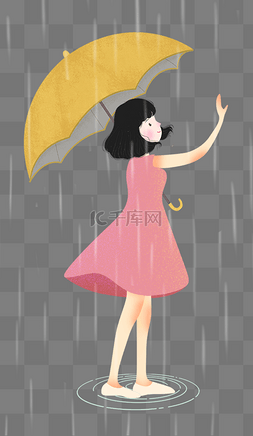 雨中撑伞的人像图片_小女孩打伞撑伞下雨