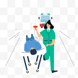 绿色科技医疗图片_手绘卡通医疗救治输血插画