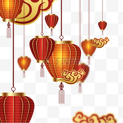 红色新年快乐春节复古灯笼
