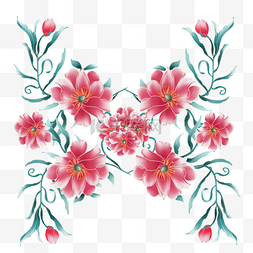 中国风服饰花纹图片_粉红色刺绣花朵花纹