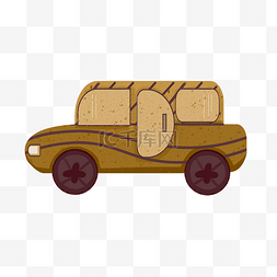 木质小汽车卡通插画