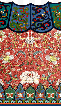 国潮图片_装饰中式古典红绿精致装饰底纹
