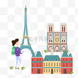法国巴黎城市旅行人物素材