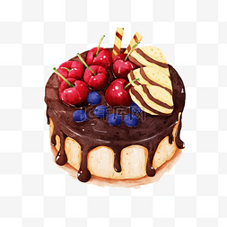 蓝莓樱桃巧克力蛋糕素材
